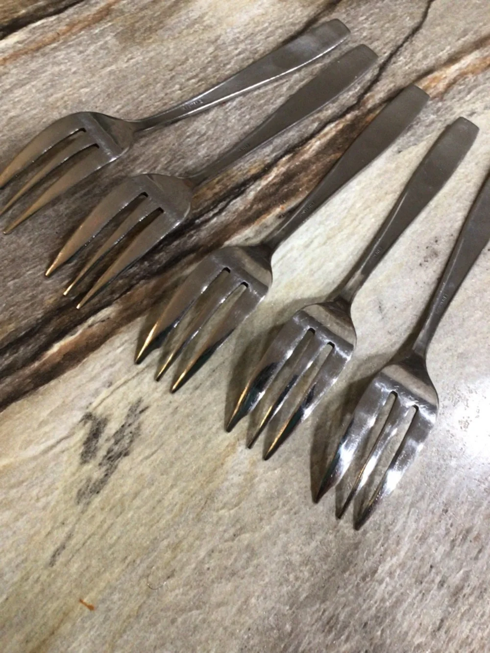 Vintage Rostfrei Germany Dessert Cocktail Forks Set of 5 Ornate Rose 5.75”.